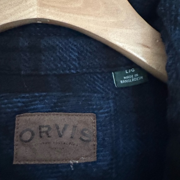 Orvis Men's Black & Blue Flannel Cotton Big Bear Heavyweight Shirt size large - Picture 4 of 5